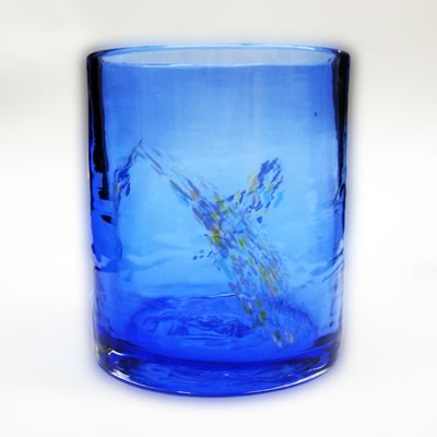 琉球ガラス・柄ロックグラス[青] | イートクサンドットコム